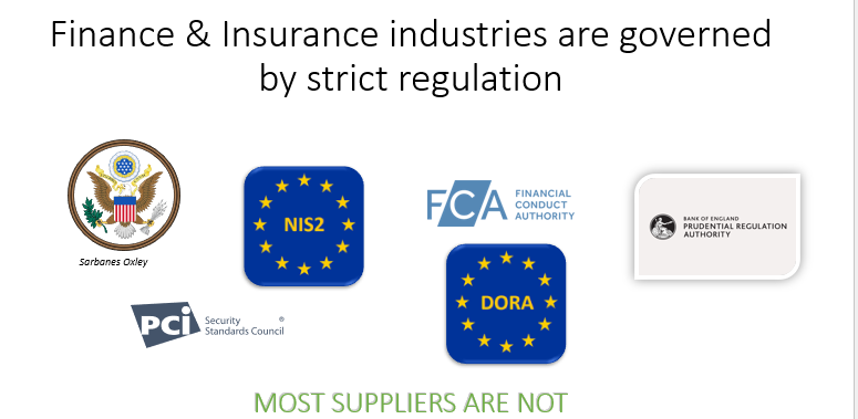 Finance and Insurance industries are governed by strickt regulations